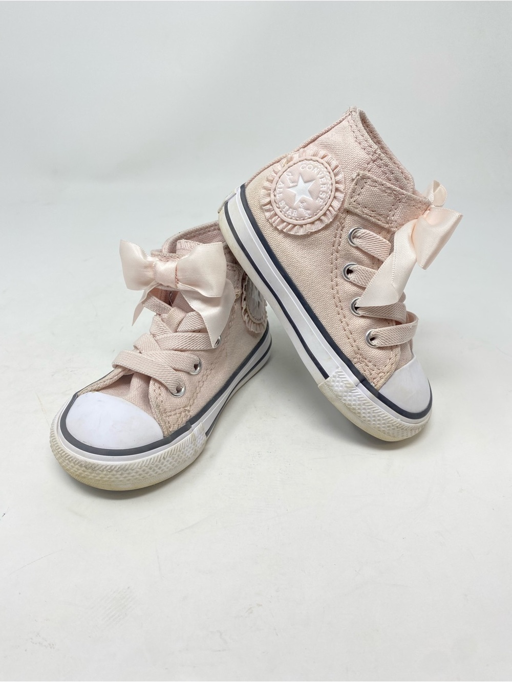 Converse All Star High-Top Canvas Sneakers with Satin Bows - Light Pink Ruffle